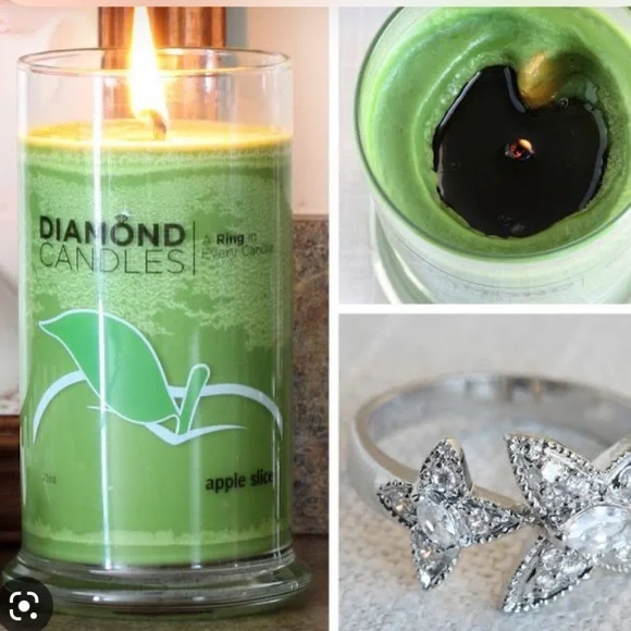 🎁Diamond Candles: Apple Slice Ring Candle /Scent Apple Scent🎁